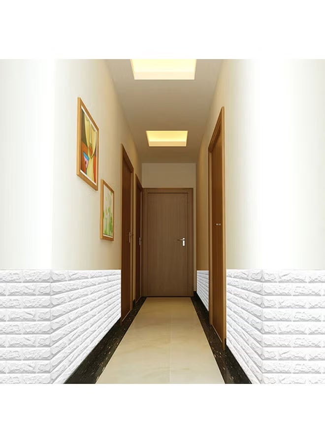 ملصق حائط ديكوري ثلاثي الأبعاد بشكل طوب – لون أبيض مقاس 70×77×0.5 سم - Image 3